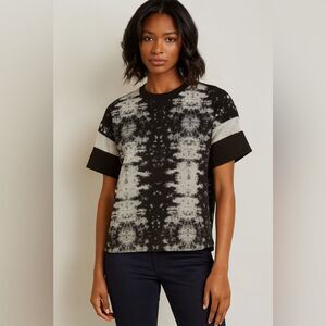Sandro Black and White Wool Tie-Dye Top